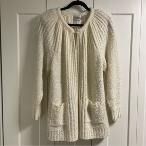 80s 90s Vintage Essentiels Boucle Knit Cardigan Sweater Size Medium
